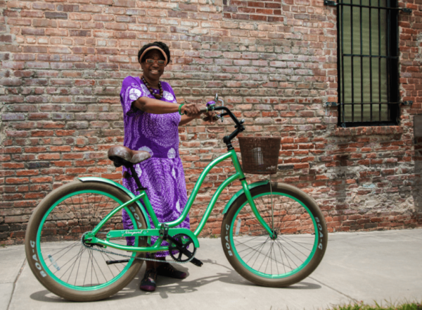 woman with bike