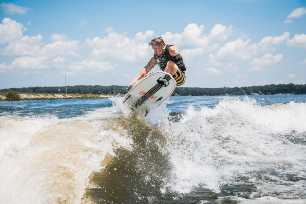 Wake surfer on Lake Gaston