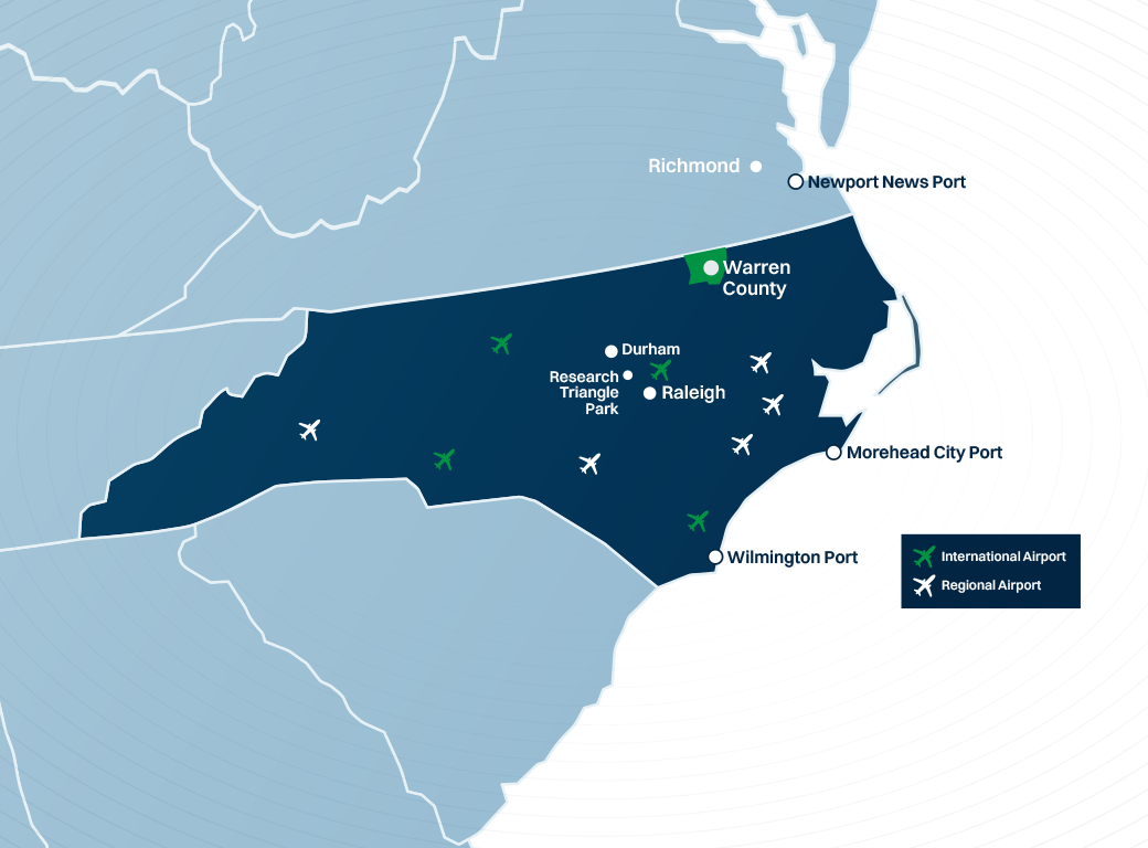 map of warren county and nc